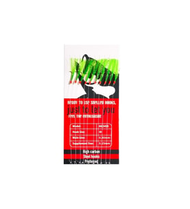 HG3455 Effe Çapari Mackarel 9 Numara 10 İğneli Yeşil Floşlu Parlak Simli