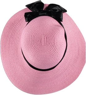 Kadın Hasır Fötr Şapka Fiyonklu Yazlık Plaj Şapka Elegance Tasarım (Pembe)
