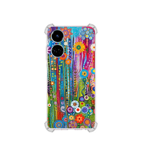 PrintiFy Tecno Camon 19 Pro ile Uyumlu Düşlerin Dansı Serisi Folklorik Bahçe Tasarımlı Uv Baskılı Köşe Korumalı Antişok Kılıf