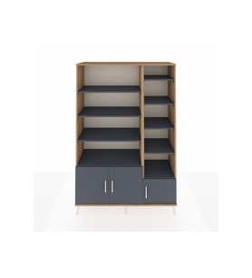 Hyperion Gardrop 10 Raflı 3 Kapaklı 132x44x195 Çam-Antrasit