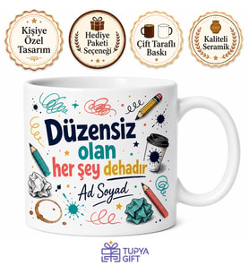 İsme Özel Düzensiz Deha Yazılı Komik Kupa Bardak Esprili Hediye