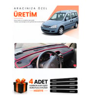 OPEL COMBO C (2001-2011) Uyumlu Torpido Koruma Örtüsü Oto Kılıfı - Siyah Kırmızı