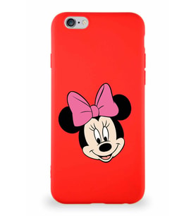 Apple iPhone 6 Soft Premier Kapak Minnie Mouse-C Tasarımlı Silikon Kılıf - Kırmızı (Şeffaf)