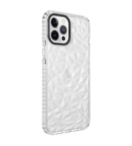 iPhone 12 Pro Max Kılıf Buzz Köşeleri Airbagli Prizmatik Tasarım (Beyaz)