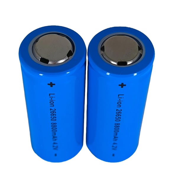 Hedyex 26650 Şarjlı Pil 8800mAh 4.2V Li-ion Pil Mavi 2Li Premium