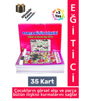 Eğitici Çocuk Görsel Algı Beceri Geliştirici Silinebilir Kalemli 35 Kart Parça Bütün İlişkisi +7 Yaş