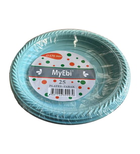 Kullan At Renkli Turkuaz Parti Davet Plastik Tabak - 17 Cm. - 25 Adetlik Paket