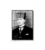 Dikey Çerçeveli Cam Ataturk Karakalem Modern Ev Dekoru Duvar Sanatı Ev Ofis Tablosu (Siyah)