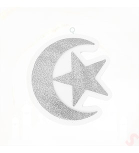 Ramazan Ay Yıldız Strafor SüS, 24cm x 22cm - Gümüş