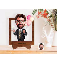 BK Gift Kişiye Özel Erkek Doğum Günü Karikatürlü Ahşap Standlı 3D Biblo-3 (Beyaz)