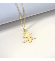 Kişiye Özel Cadı Figürlü Kolye 925K Gümüş (Gold)