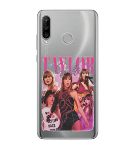 Huawei P30 Lite Uyumlu Taylor Swift Desenli Şeffaf Telefon Kılıfı