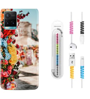 Vivo Y11S Y21S Y20 Y20S Y70 Kılıf Kablo Koruma Spiral Silikon Gerçek Çiçekler 1743