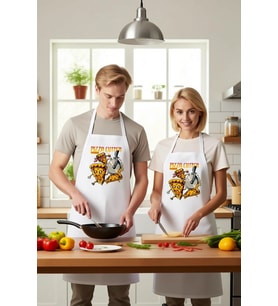 Unisex Mutfak Önlüğü Pizza Kesici Teması Grafik Baskılı Rahat Kesim Aşçı Günlük Modern Şık Konforlu