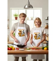 Unisex Mutfak Önlüğü Pizza Kesici Teması Grafik Baskılı Rahat Kesim Aşçı Günlük Modern Şık Konforlu