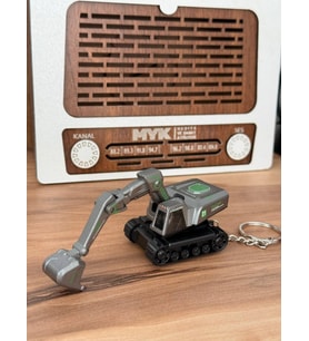 Metal İş Makinesi Anahtarlık ve Çanta Süsü Çalışan Aksamlı Birinci Sınıf Malzeme Gerçeğinin Benzeri