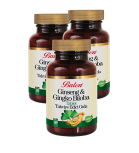 Ginseng Gingko Biloba Takviye Edici Gıda 3 X 720 mg X 120 Tablet Ginkgo Ginko 3 Kutu