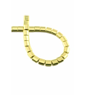 Hematit Doğal Taş Parlak Altın Sarı Yassı Kare Kesim 7x7mm Dizi [AA]