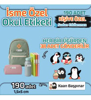 Kapbirhediye Okul Etiketi Isme Özel Kalem Defter Etiketi Penguen Temalı 190 Adet