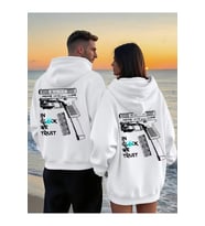 Glock Grafik Baskılı Beyaz Hoodie – Sokak Modası Unisex Kapüşonlu Sweatshirt Oversize