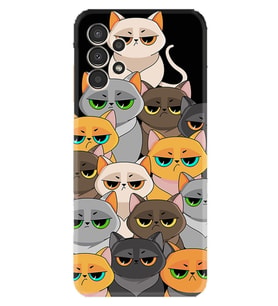 Samsung Galaxy M14 Uyumlu Kılıf Resimli Desenli Silikon Platinium Series Kediler 1885