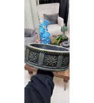 Çiçek desenli kaktüs ve Bonsai saksısı beton ve sağlam