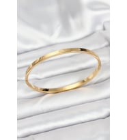 316L Çelik Gold Renk 65 mm İnce Kadın Kelepçe Bileklik - TJ-BB7915