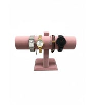 Tekli Süet Kumaş Pembe Renk 22/16 cm Saat Bileklik Sergileme Standı (A.Pembe)