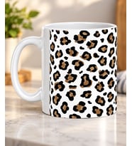 Leopar Tasarımlı Beyaz Seramik Baskılı Kupa Bardak 330ml