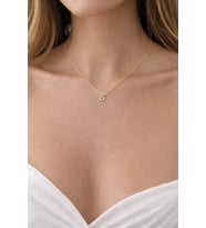 14K Altın Renginde S Harf Minimal Model Çelik Kadın Kolye