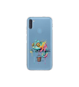 Samsung Galaxy M11 ile Uyumlu Splash Bukalemun Tasarımlı Şeffaf Silikon Kılıf