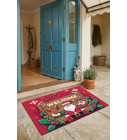 Valerine Life Kapı Önü Paspası 45x70cm Kaymaz Taban iç Dış Mekan Noel Babalı Yılbaşı Tabelası
