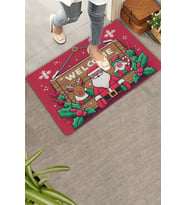 Valerine Life Noel Babalı Yılbaşı Tabelası Welcome Kapı Önü Paspası 45x70cm (Kırmızı-Beyaz)