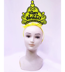 Happy Birthday Neon Sarı Renk Doğum Günü Tacı 24x15 Cm