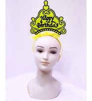 Happy Birthday Neon Sarı Renk Doğum Günü Tacı 24x15 Cm
