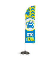 Oto Yıkama v1 Temalı Yelken Bayrak Takımı Mavi 1 adet