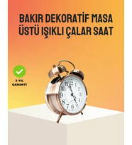 Tarz Bronz Dekoratif Masa Saati Metal Gövde Yüksek Sesli Alarm