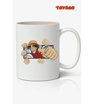 One Piece Hasır Şapkalı Luffy Anime Temalı Beyaz Kupa Bardak Sevgiliye Arkadaşa Hediye