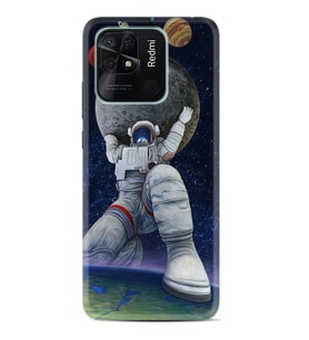 Xiaomi Poco X3 Pro M4 Pro X4 Pro C40 10C Kılıf Desenli Silikon Astronot ve Dünya 1759