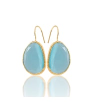 Kadir Jewellery 22 Ayar Altın Kaplama Fosil Taşlı Küpe -El İşçiliği Ve Hipoalerjenik Küpe