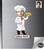 Kişiye Özel Ahcı Erkek Ahşap Magnet -3