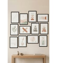 12 Parça Soft Minimal Dekoratif Çerçeve Görünümlü Tablo Seti