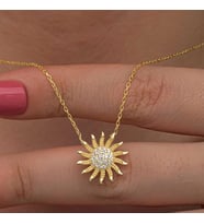Gümüş Gold Güneş Kadın Kolye