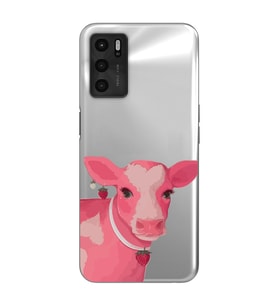 Oppo A16 / A55 Uyumlu Sevimli İnek Tasarımlı Şeffaf Telefon Kılıfı