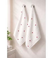 Organik Pamuk - Preminyum Kalp Nakışlı Microcotton El-yüz Havlusu Çeyizlik 1 Adet 50*90