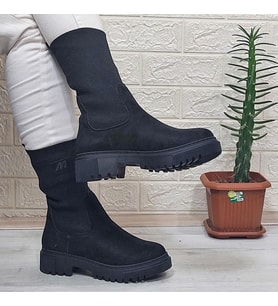 M.P 2746 Siyah Süet Bilekten Lastikli 27cm Bayan Bot