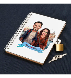 Sevgiliye Hediye Günlük Güzel İstanbul ve Aşkımız Karikatürlü Kilitli Anı Defteri