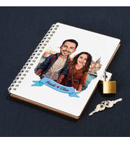 Sevgiliye Hediye Günlük Güzel İstanbul ve Aşkımız Karikatürlü Kilitli Anı Defteri