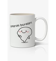 Yıkarım Buraları Yazılı Baskılı Kupa Bardak - Baskılı Kahve Kupa Bardak