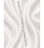 Pembe Mor Beyaz Kristal Taşlı Sarmaşık Yaprak Model 19 cm Çelik Kadın Bileklik